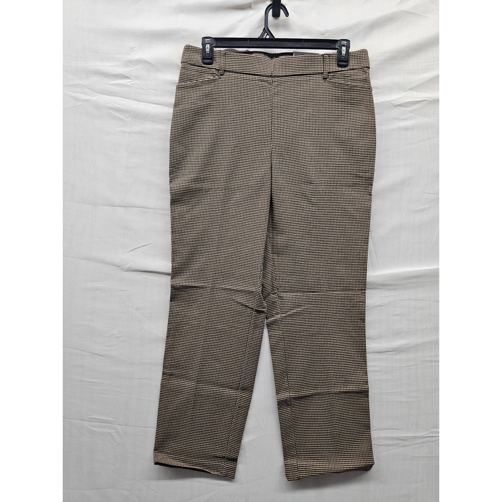 Rafaella Womens Houndstooth Pants Khaki Viscose Blend Casual Size 16